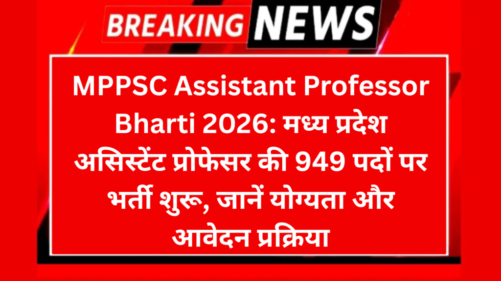 MPPSC Assistant Professor Bharti 2026: मध्य प्रदेश असिस्टेंट प्रोफेसर की 949 पदों पर भर्ती शुरू, जानें योग्यता और आवेदन प्रक्रिया
