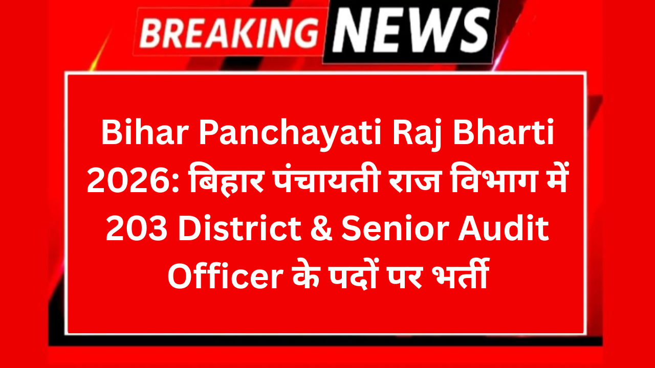 Bihar Panchayati Raj Bharti 2026: बिहार पंचायती राज विभाग में 203 District & Senior Audit Officer के पदों पर भर्ती